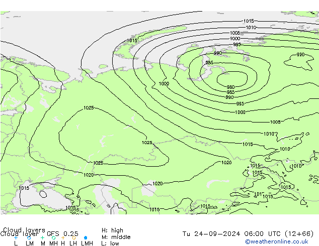 Cloud layer GFS 0.25 Tu 24.09.2024 06 UTC