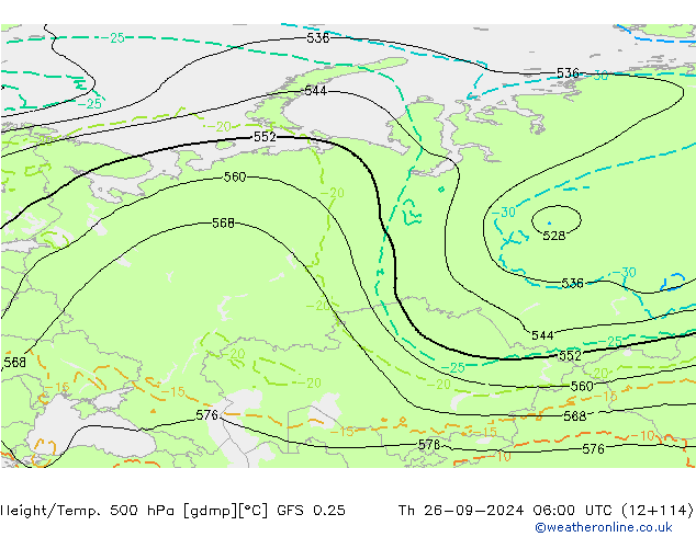 Z500/Rain (+SLP)/Z850 GFS 0.25 Do 26.09.2024 06 UTC