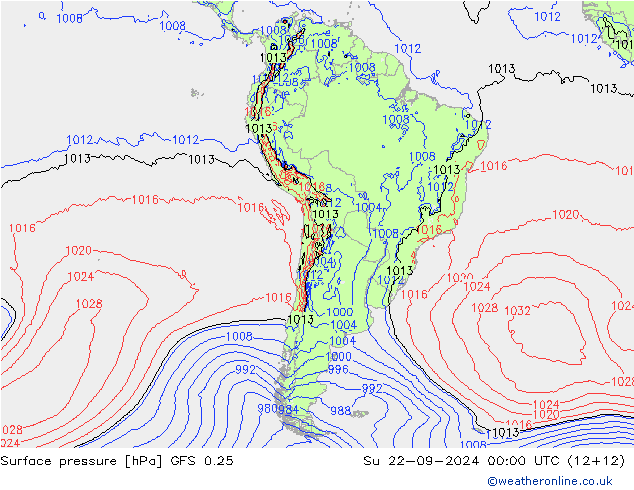 GFS 0.25: 星期日 22.09.2024 00 UTC