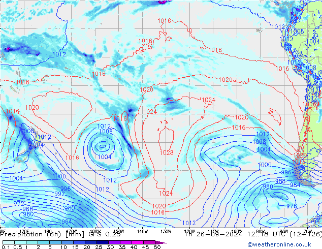 Z500/Rain (+SLP)/Z850 GFS 0.25 Th 26.09.2024 18 UTC