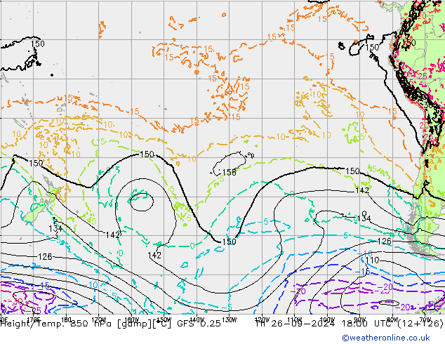 Z500/Rain (+SLP)/Z850 GFS 0.25 Th 26.09.2024 18 UTC