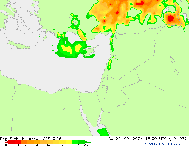 Fog Stability Index GFS 0.25 Su 22.09.2024 15 UTC