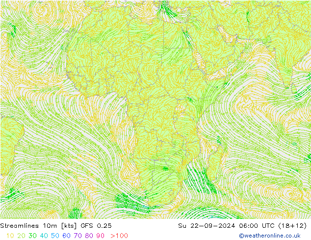 Stroomlijn 10m GFS 0.25 zo 22.09.2024 06 UTC