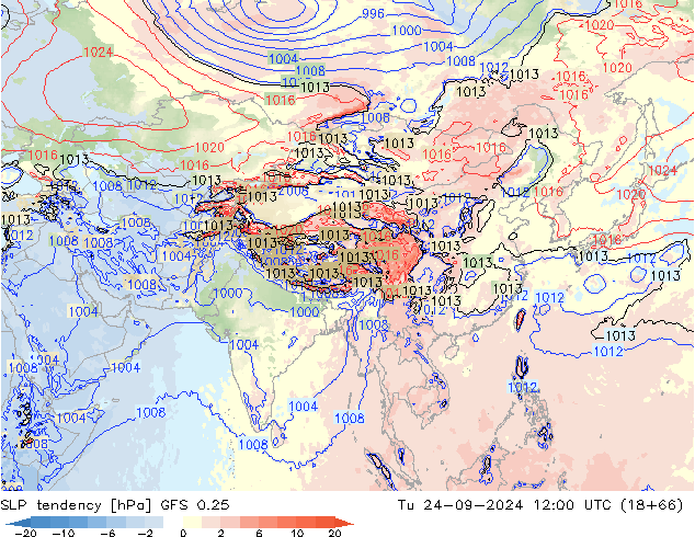 тенденция давления GFS 0.25 вт 24.09.2024 12 UTC