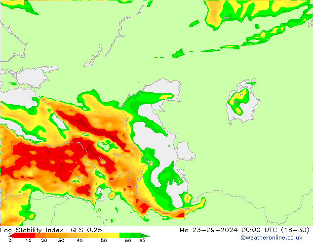 Fog Stability Index GFS 0.25 Mo 23.09.2024 00 UTC