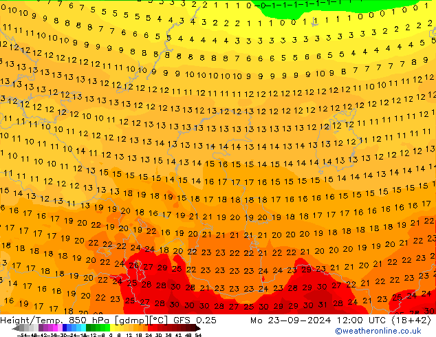 Z500/Rain (+SLP)/Z850 GFS 0.25 Mo 23.09.2024 12 UTC