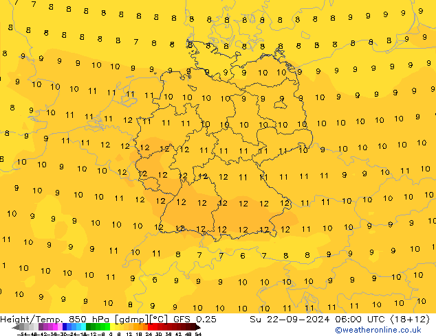 Z500/Rain (+SLP)/Z850 GFS 0.25 So 22.09.2024 06 UTC