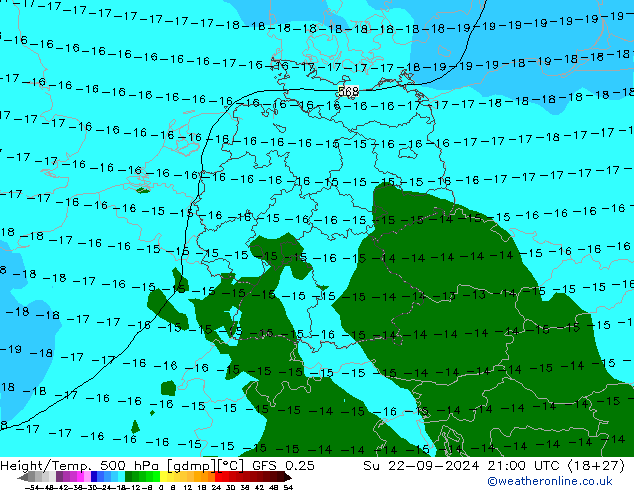 Z500/Rain (+SLP)/Z850 GFS 0.25 Su 22.09.2024 21 UTC