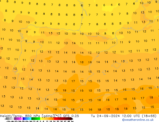 Z500/Yağmur (+YB)/Z850 GFS 0.25 Sa 24.09.2024 12 UTC