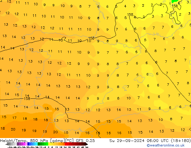 Z500/Regen(+SLP)/Z850 GFS 0.25 zo 29.09.2024 06 UTC