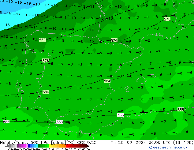 Z500/Regen(+SLP)/Z850 GFS 0.25 do 26.09.2024 06 UTC