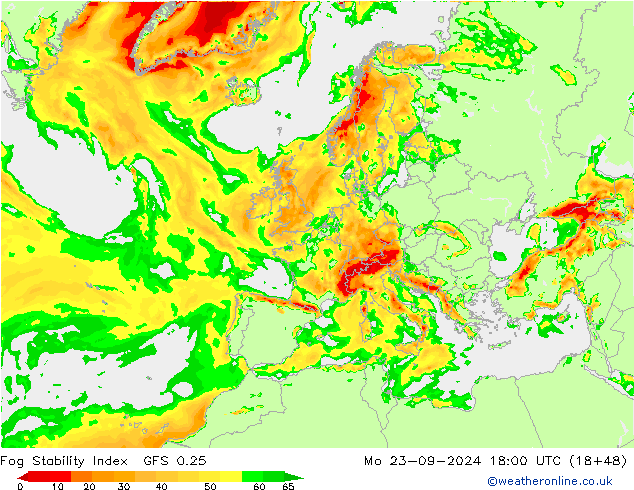 Fog Stability Index GFS 0.25 Mo 23.09.2024 18 UTC