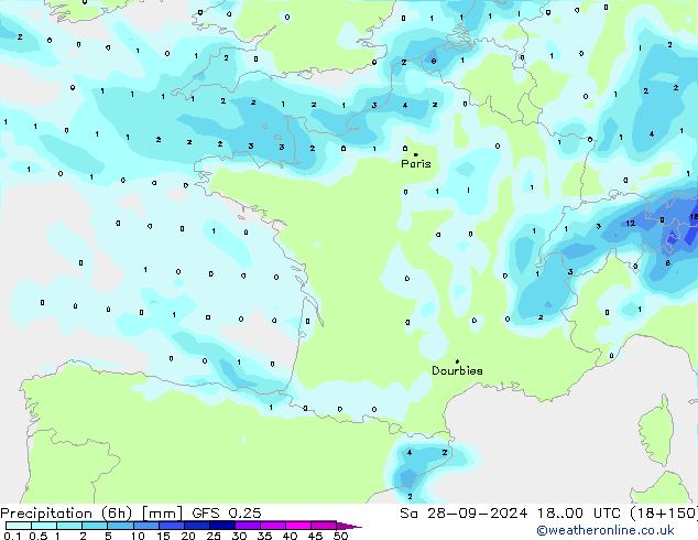 Z500/Rain (+SLP)/Z850 GFS 0.25 sab 28.09.2024 00 UTC