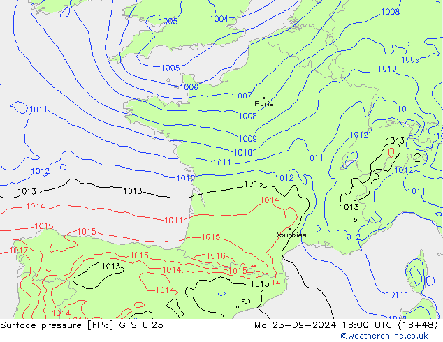 GFS 0.25: Mo 23.09.2024 18 UTC