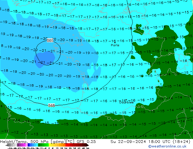 Z500/Rain (+SLP)/Z850 GFS 0.25 dom 22.09.2024 18 UTC