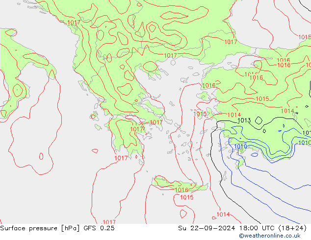 GFS 0.25: dom 22.09.2024 18 UTC