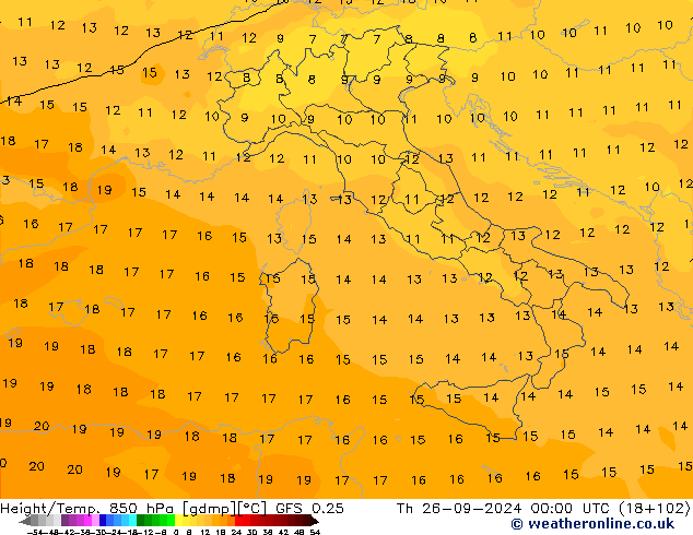 Height/Temp. 850 hPa GFS 0.25 Do 26.09.2024 00 UTC