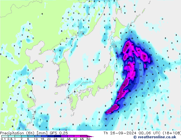 Z500/Rain (+SLP)/Z850 GFS 0.25 Th 26.09.2024 06 UTC