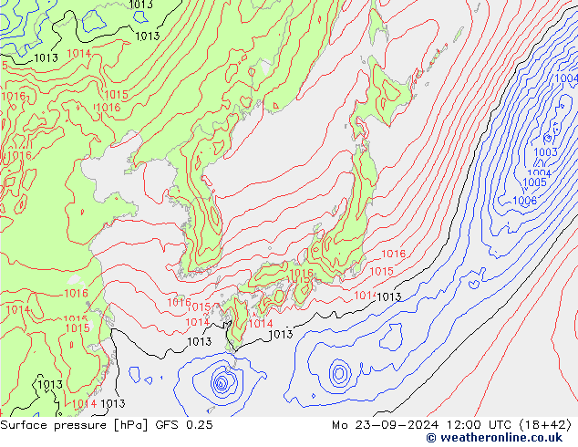 GFS 0.25: Pzt 23.09.2024 12 UTC