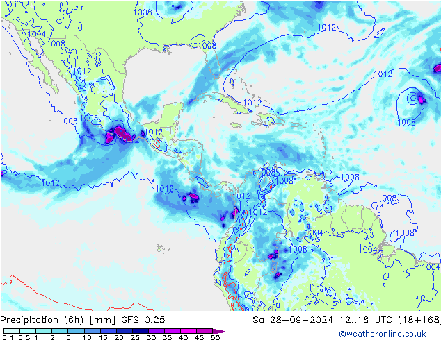 Z500/Rain (+SLP)/Z850 GFS 0.25 Sa 28.09.2024 18 UTC