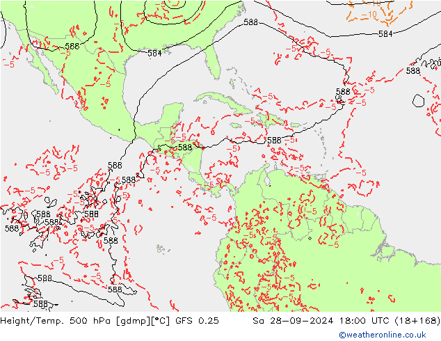 Z500/Rain (+SLP)/Z850 GFS 0.25 Sa 28.09.2024 18 UTC