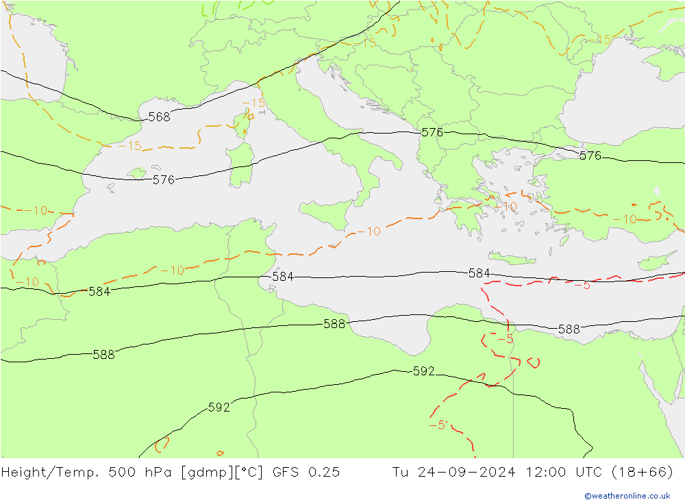 Z500/Rain (+SLP)/Z850 GFS 0.25 вт 24.09.2024 12 UTC