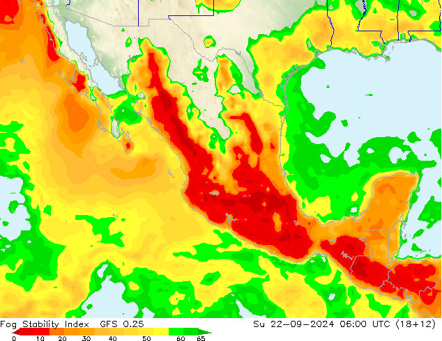 Fog Stability Index GFS 0.25 dom 22.09.2024 06 UTC