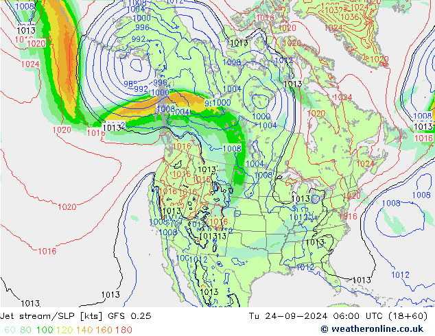 Corrente a getto GFS 0.25 mar 24.09.2024 06 UTC