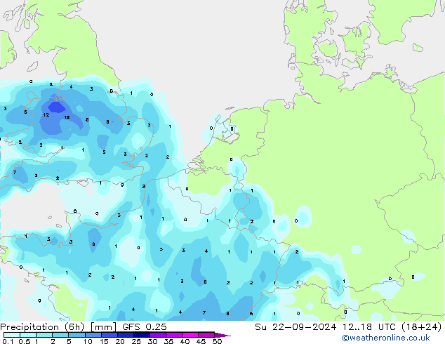 Z500/Rain (+SLP)/Z850 GFS 0.25 So 22.09.2024 18 UTC