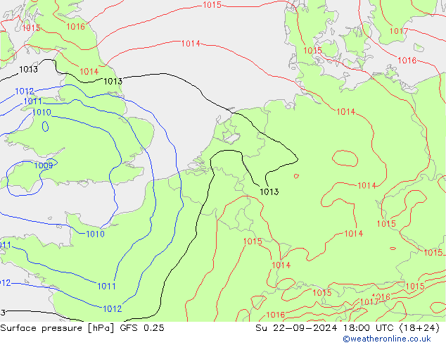 Surface pressure GFS 0.25 Su 22.09.2024 18 UTC