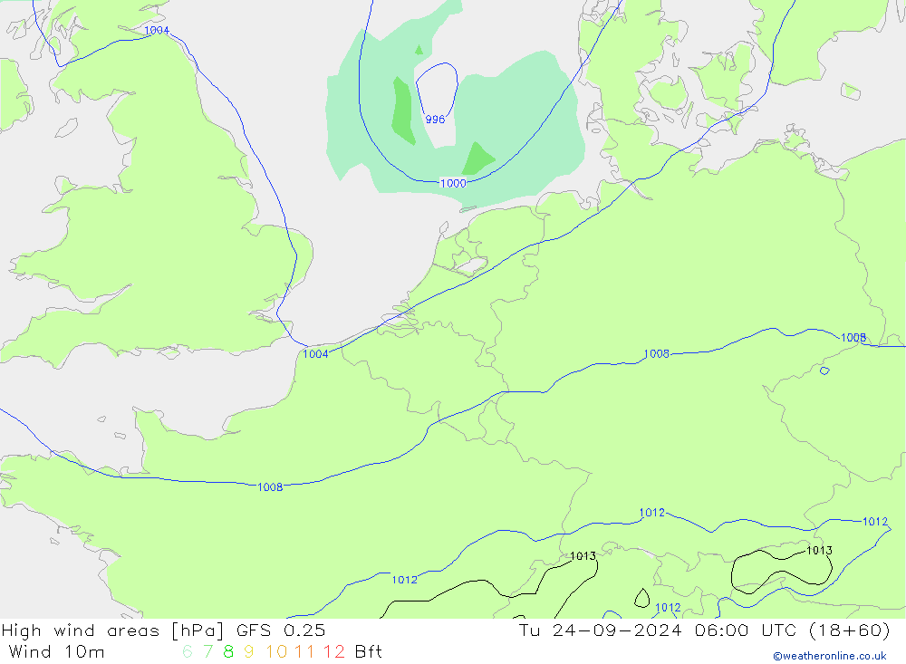 Sturmfelder GFS 0.25 Di 24.09.2024 06 UTC