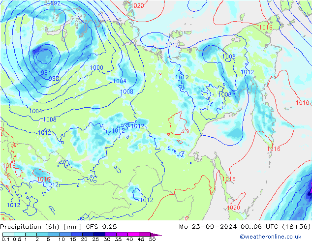 Z500/Rain (+SLP)/Z850 GFS 0.25 Mo 23.09.2024 06 UTC