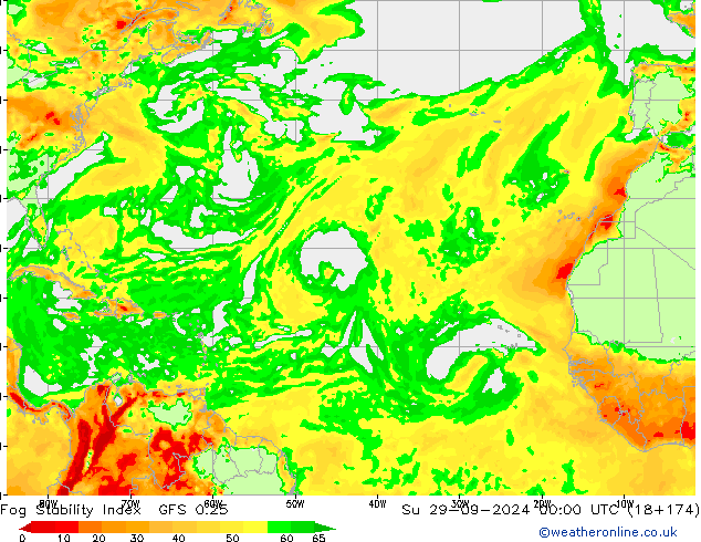 Fog Stability Index GFS 0.25 zo 29.09.2024 00 UTC