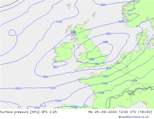 GFS 0.25: wo 25.09.2024 12 UTC