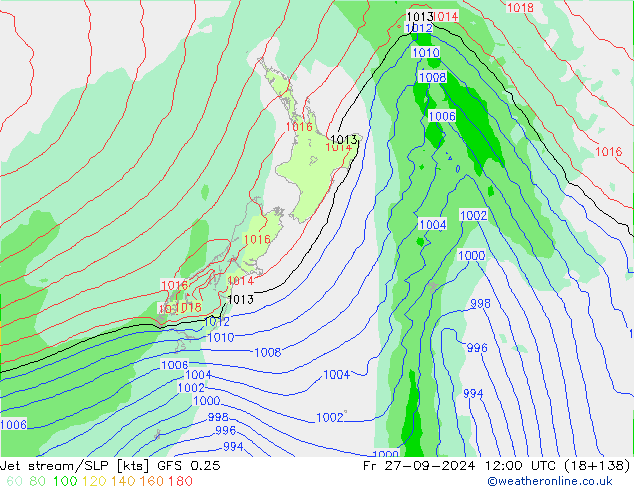 Polarjet/Bodendruck GFS 0.25 Fr 27.09.2024 12 UTC