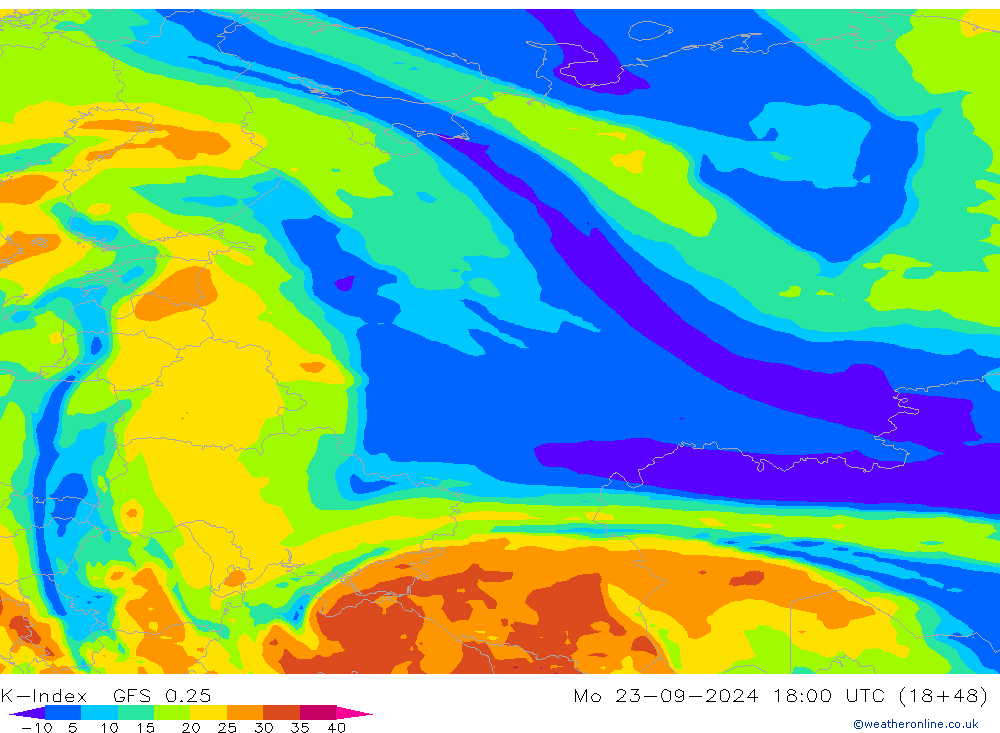 K-Index GFS 0.25 Mo 23.09.2024 18 UTC