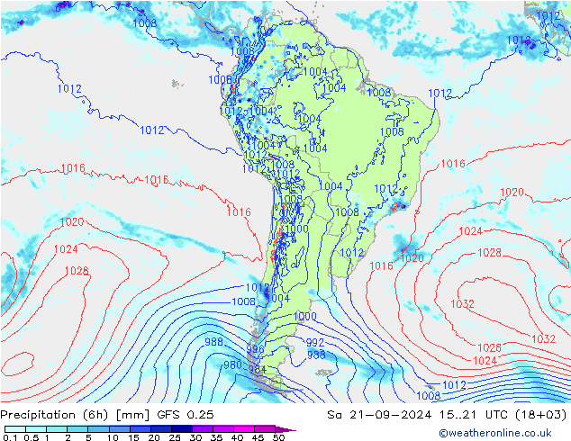 Z500/Rain (+SLP)/Z850 GFS 0.25 Sa 21.09.2024 21 UTC