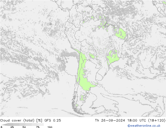 Wolken (gesamt) GFS 0.25 Do 26.09.2024 18 UTC