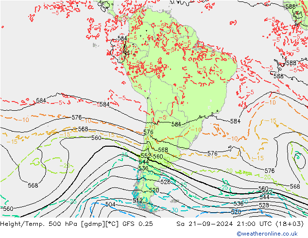 Z500/Rain (+SLP)/Z850 GFS 0.25 Sa 21.09.2024 21 UTC