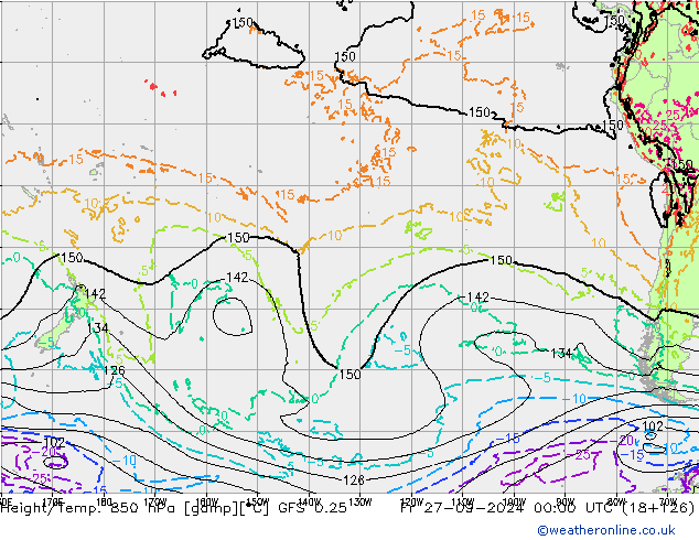 Z500/Rain (+SLP)/Z850 GFS 0.25 пт 27.09.2024 00 UTC