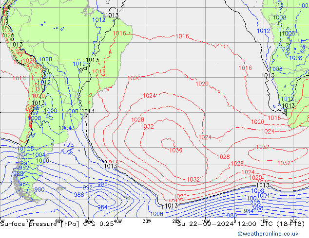 GFS 0.25: dom 22.09.2024 12 UTC