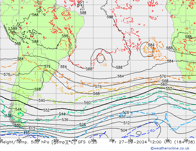 Z500/Regen(+SLP)/Z850 GFS 0.25 vr 27.09.2024 12 UTC