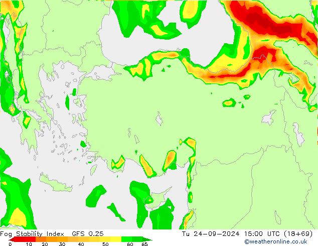 Fog Stability Index GFS 0.25 Di 24.09.2024 15 UTC