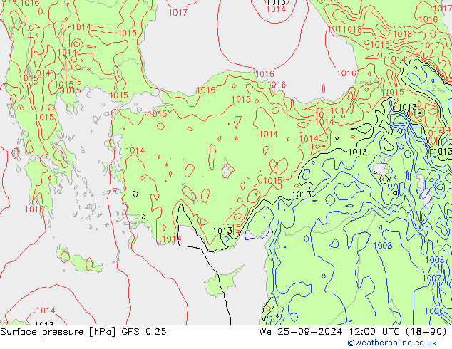 GFS 0.25: mer 25.09.2024 12 UTC