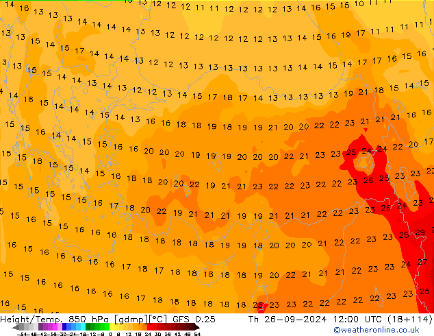 Z500/Rain (+SLP)/Z850 GFS 0.25 Do 26.09.2024 12 UTC