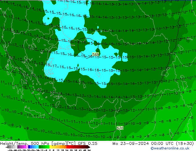 Z500/Rain (+SLP)/Z850 GFS 0.25 Mo 23.09.2024 00 UTC