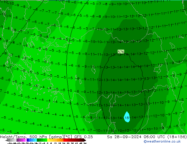 Z500/Rain (+SLP)/Z850 GFS 0.25 Sa 28.09.2024 06 UTC