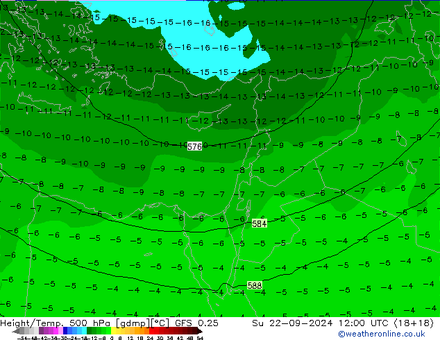 Z500/Rain (+SLP)/Z850 GFS 0.25 So 22.09.2024 12 UTC