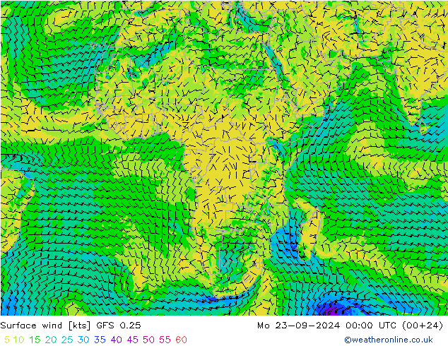 Surface wind GFS 0.25 Mo 23.09.2024 00 UTC