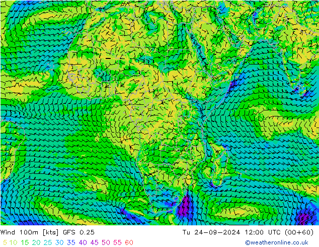 Wind 100m GFS 0.25 Tu 24.09.2024 12 UTC